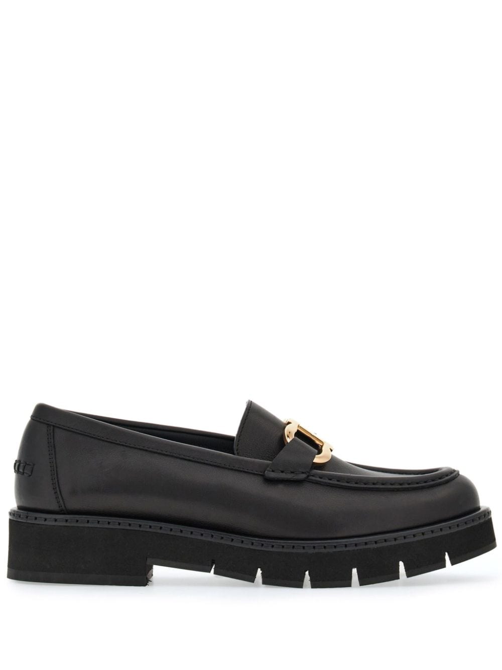 Ferragamo Buckle-detail Leather Loafers In Black | ModeSens