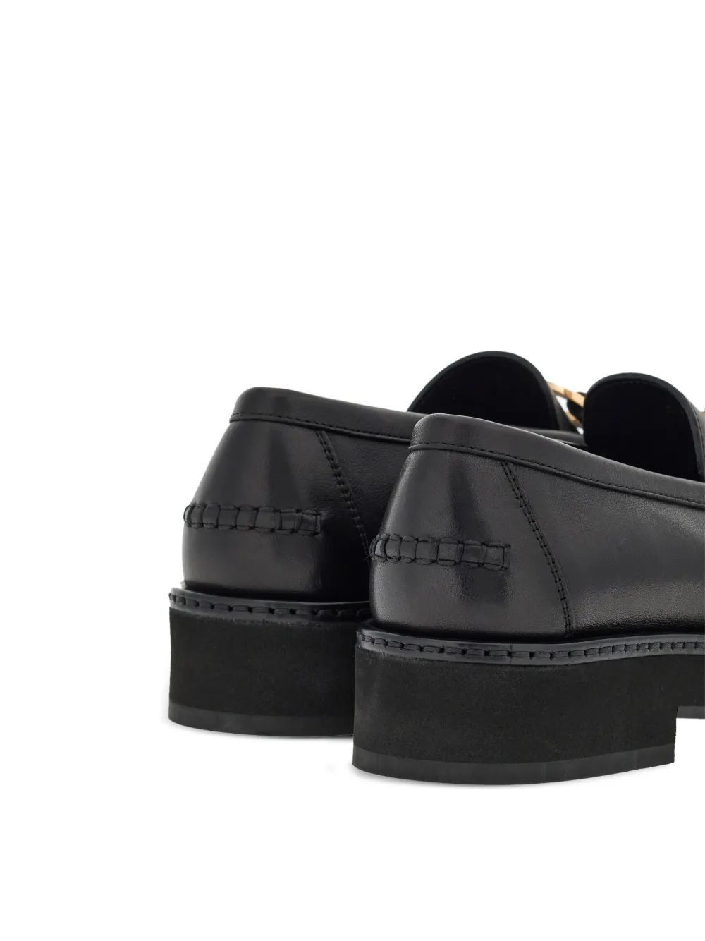 Ferragamo Buckle-detail Leather Loafers In Black