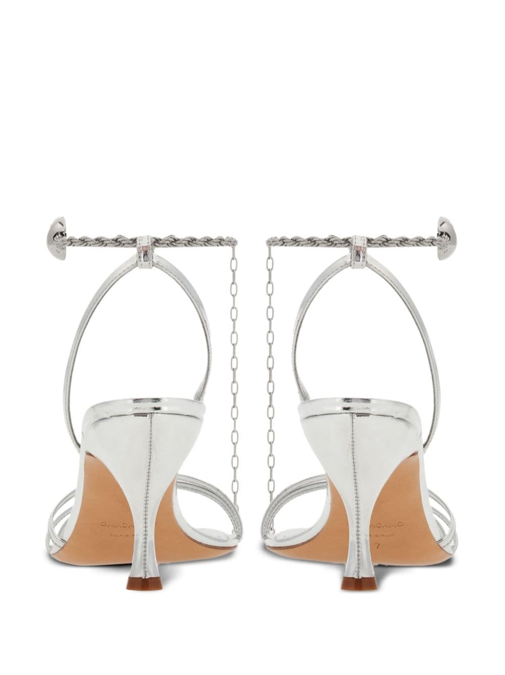 Shop Ferragamo 70mm Patent Leather Strappy Sandals In Silver