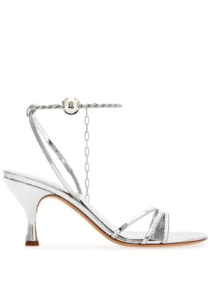 Ferragamo Elina 70mm Patent Leather Sandals | Silver | FARFETCH