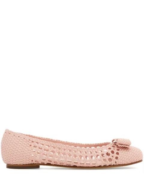 Ferragamo Vara-bow woven ballerina shoes