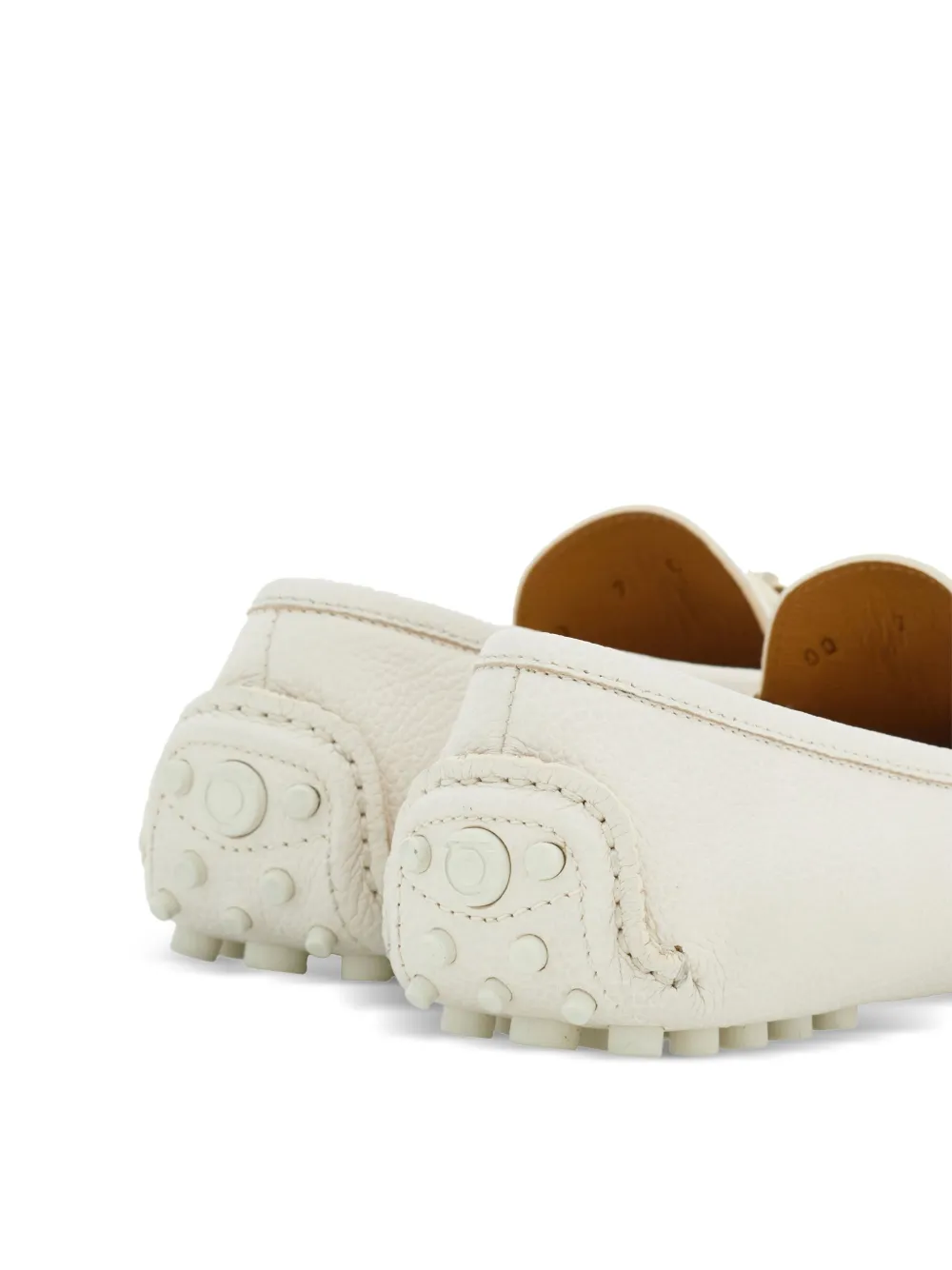 Shop Ferragamo Gancini-buckle Leather Loafers In White