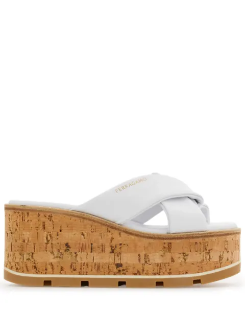 Ferragamo 60mm logo-print wedge sandals