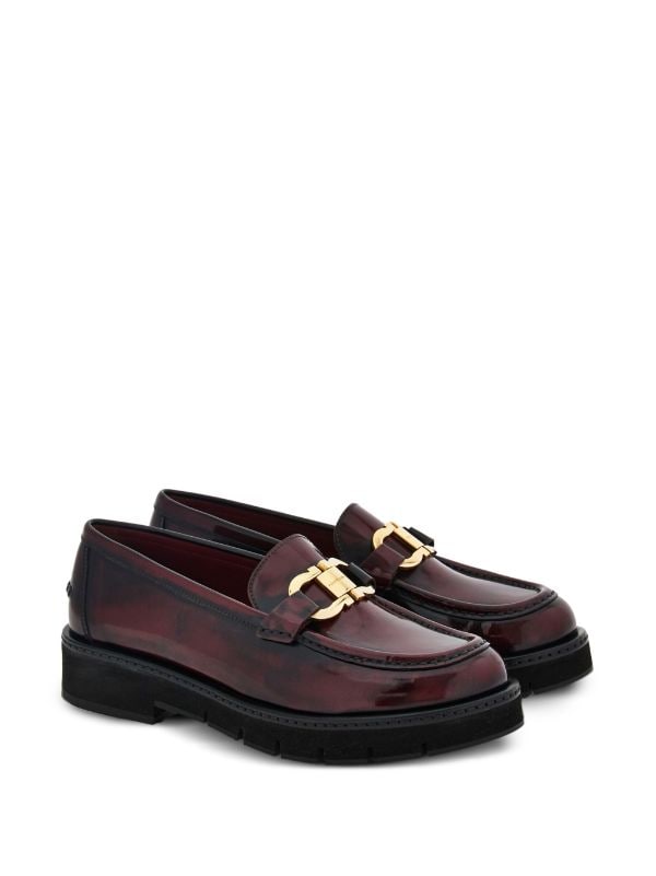 Ferragamo Gancini Buckle Leather Loafers - Farfetch