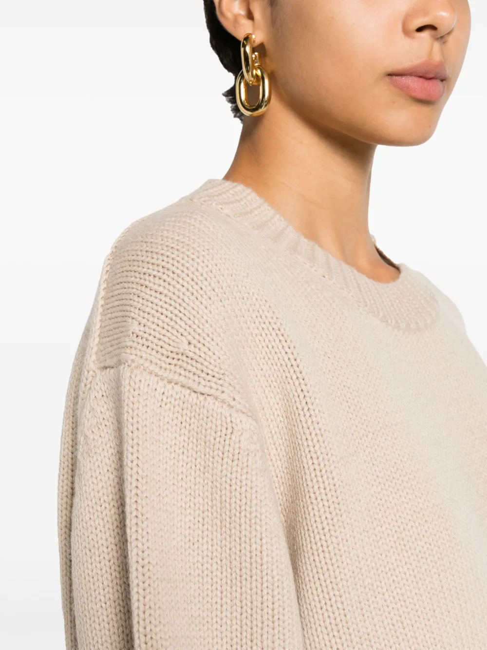 Shop Allude Wide-sleeve Knitted Jumper In Neutrals