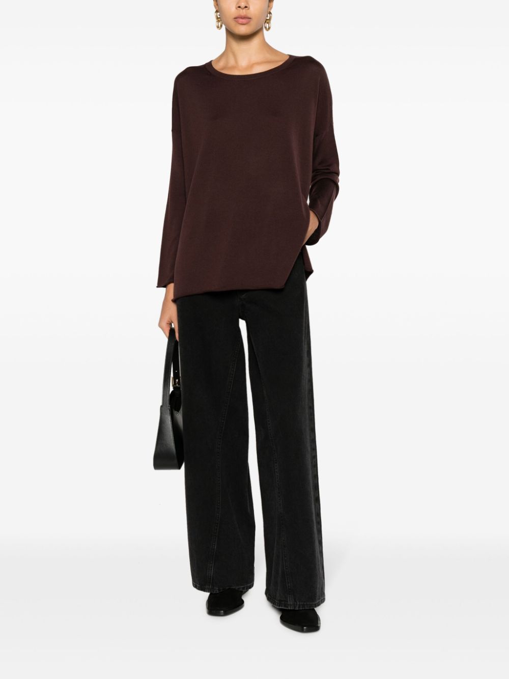 Allude rolled-trim virgin wool jumper - Bruin