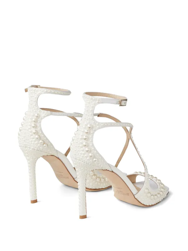 ジミーチュウ Azia 95 パール サンダル jimmy choo sandals Champagne Glitter Leather Sandals | AZIA 95 | Spring 2022