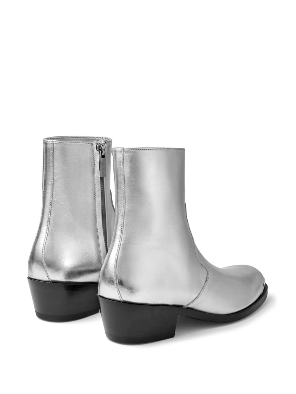 Shop Jimmy Choo Sammy/m Laminated-finish Ankle Boots In Silver
