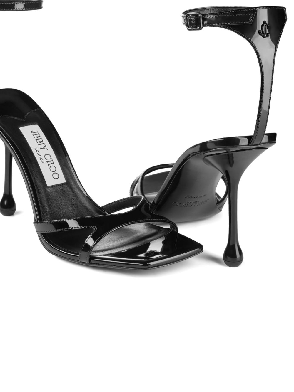 Shop Jimmy Choo Ixia 95mm Patent Leather Sandals In Black