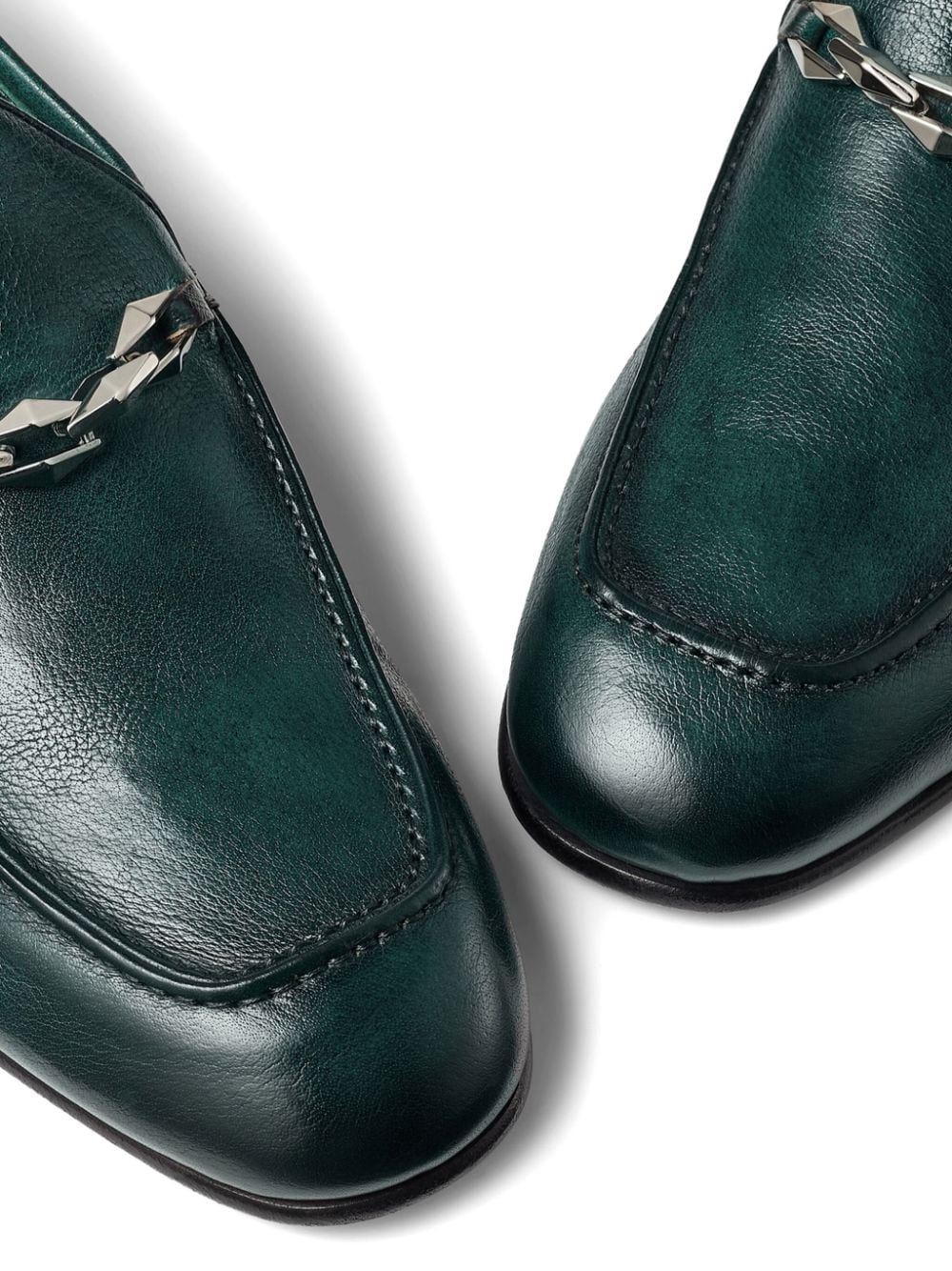 Shop Jimmy Choo Marti Reverse Leather Loafers In Grün