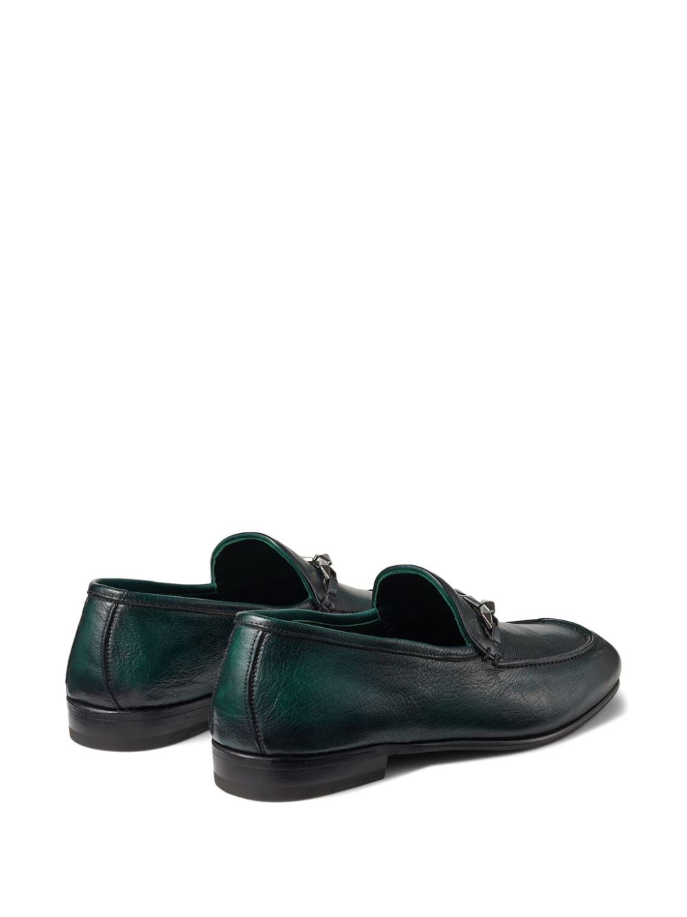 Shop Jimmy Choo Marti Reverse Leather Loafers In Grün