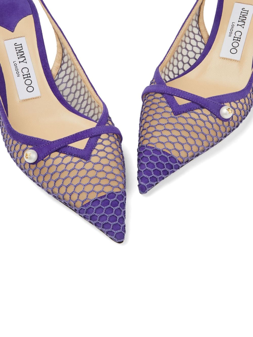Shop Jimmy Choo Amita 45mm Fishnets Sandals In Purple