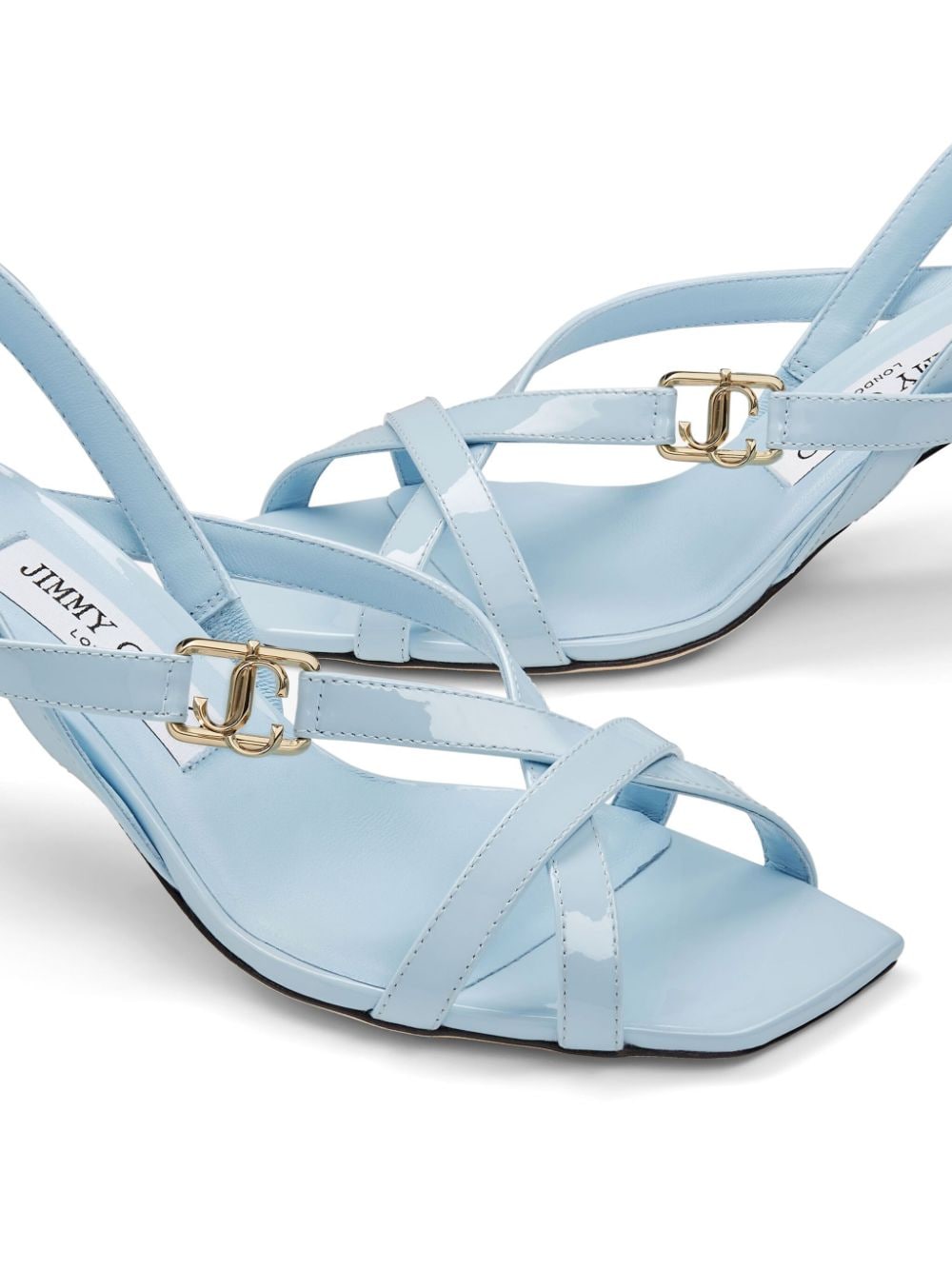 Shop Jimmy Choo Jess 65mm Leather Sandals In Blue