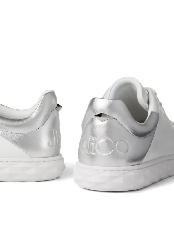 Jimmy Choo Diamond Light/M II Leather Sneakers | White