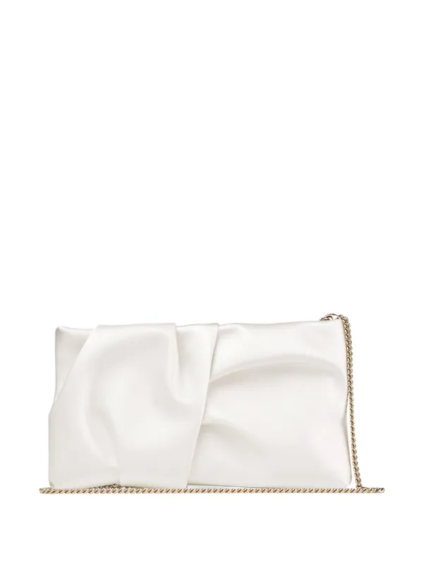 Jimmy Choo Bonny Gathered Clutch Bag | White | FARFETCH