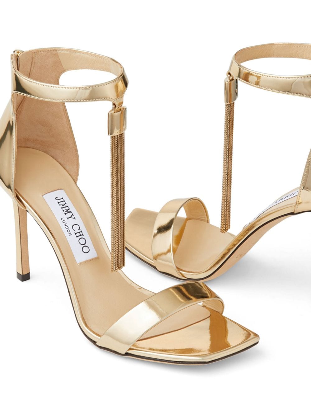 Shop Jimmy Choo Vinca 95mm Patent-leather Sandals In Gold/gold