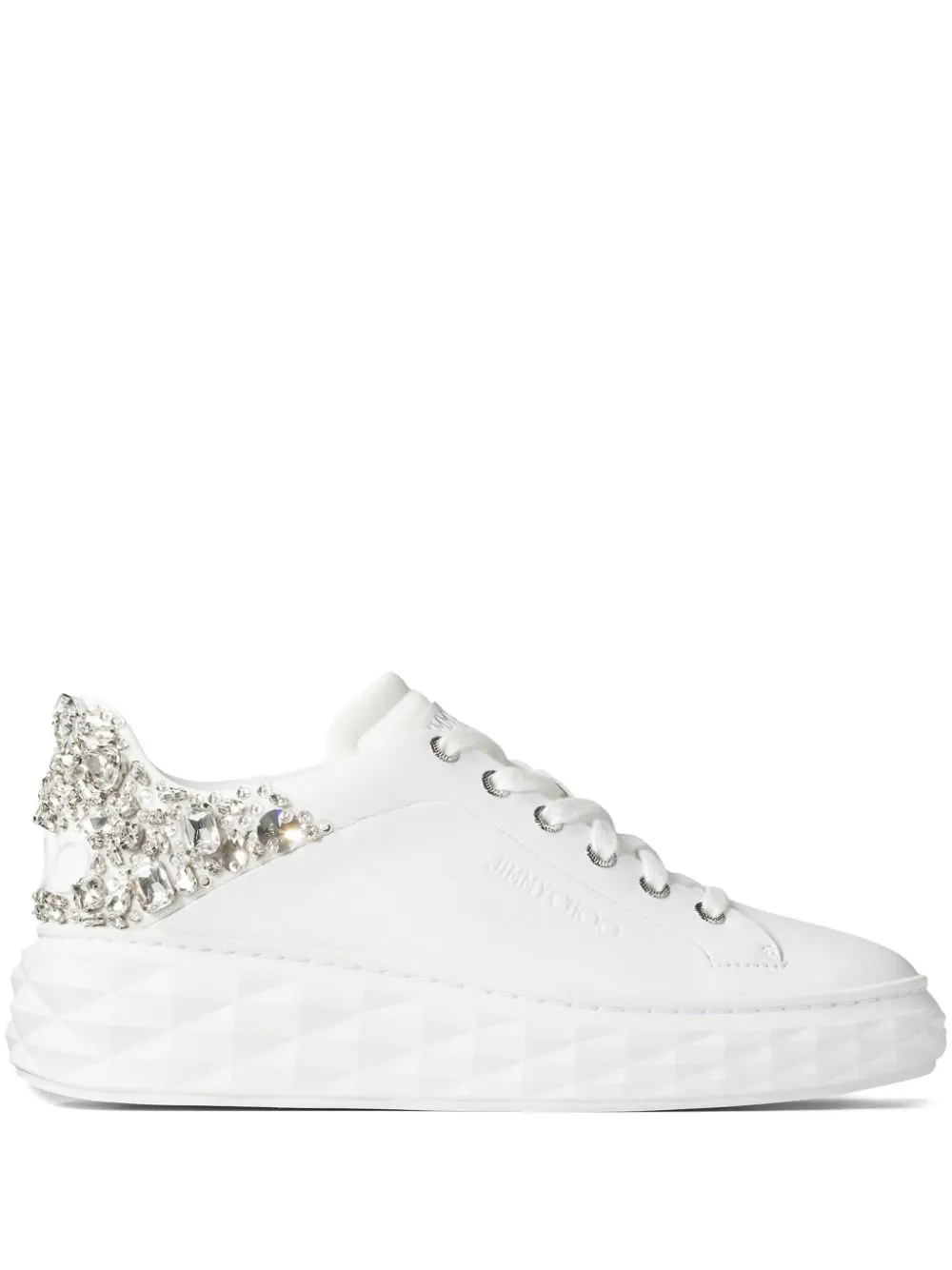 JIMMY CHOO DIAMOND MAXI CRYSTAL-EMBELLISHED SNEAKERS