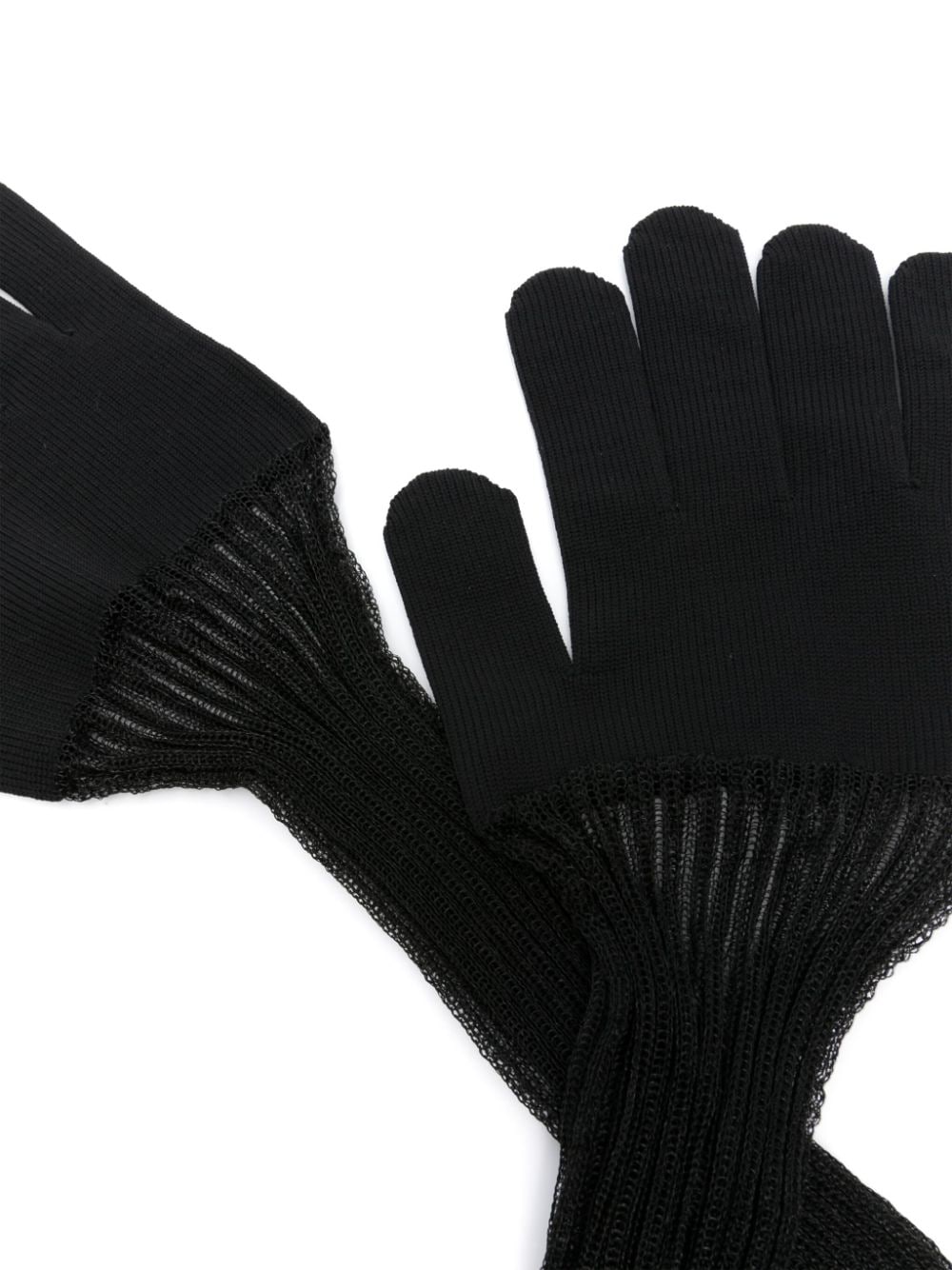 Shop Cfcl Semi-sheer Ribbed-knit Gloves In Black