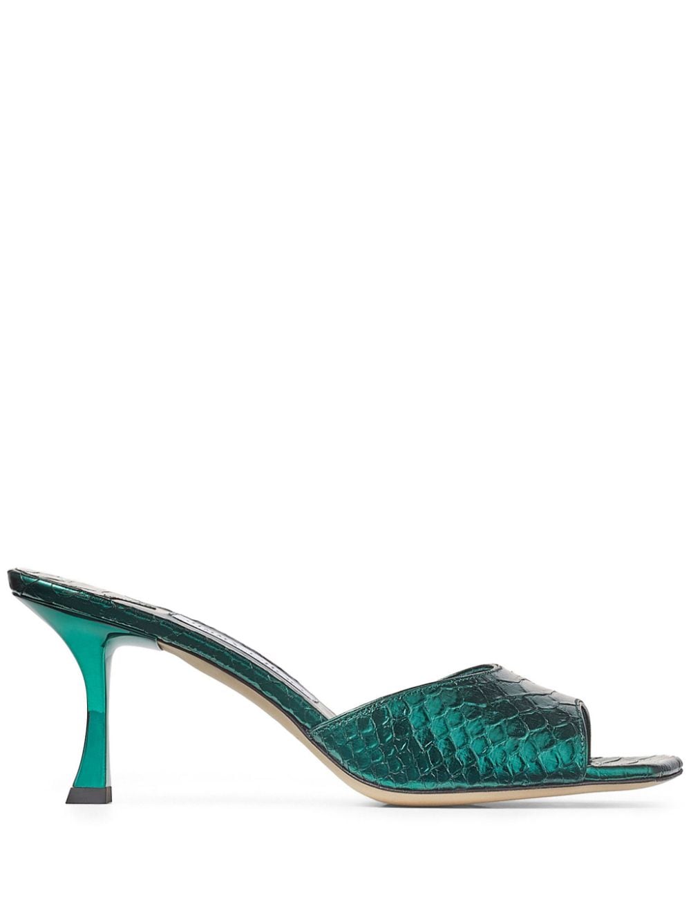 Jimmy Choo Val 70mm snakeskin-effect leather mules Green