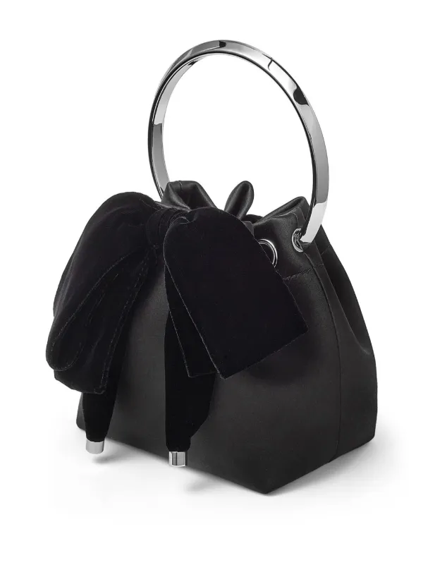 Jimmy Choo Bon Bon bow-detail Satin Bag | Black | FARFETCH