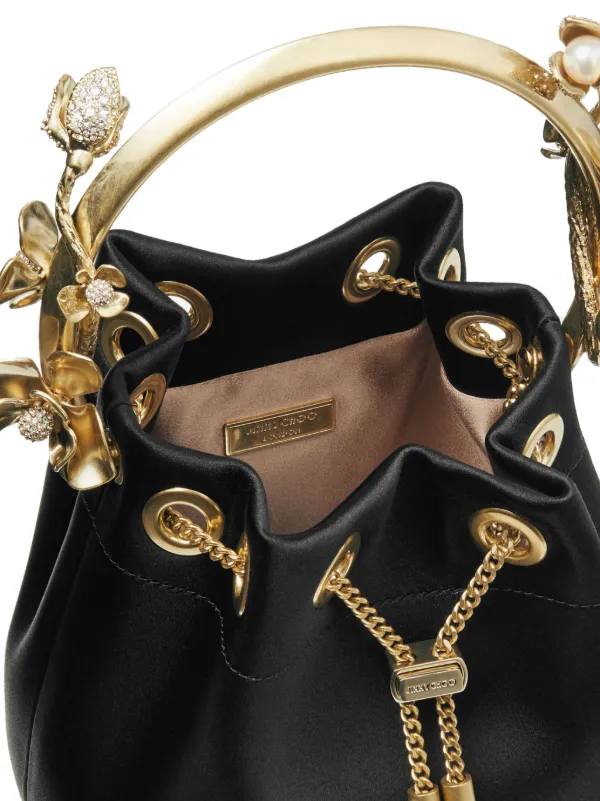 ショルダーバッグ・ポシェット JIMMY CHOO Bon Bon satin bag Bon Bon | Black Satin Bag with Crystal Handle | JIMMY CHOO