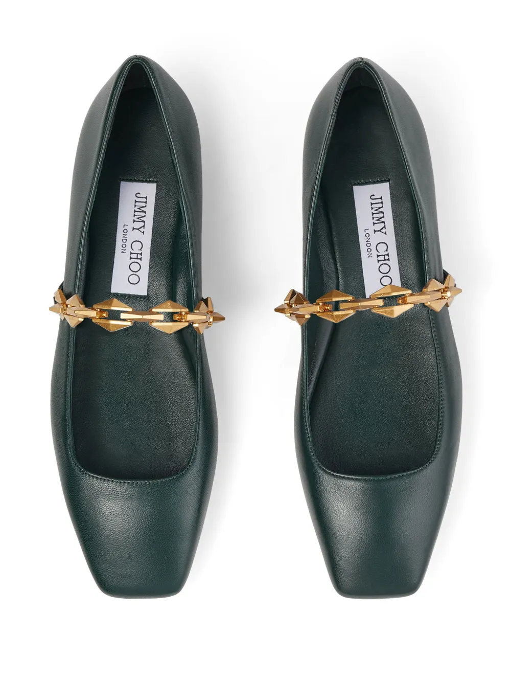 【JIMMY CHOO】チェーン付きDiamond Tilda Flat Jimmy Choo Diamond Tilda Ballet Flats | Green | FARFETCH