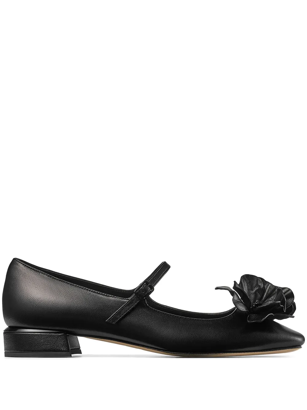 Jimmy Choo Rosa floral-appliqué ballet pumps – Black