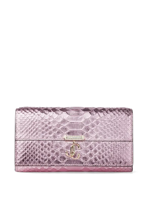 Jimmy Choo Avenue snakeskin effect wallet on chain Pink FARFETCH CA