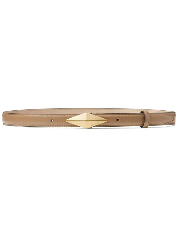 JIMMY CHOO ベルト Diamond Buckle Belt M | Black Leather Belt | JIMMY CHOO