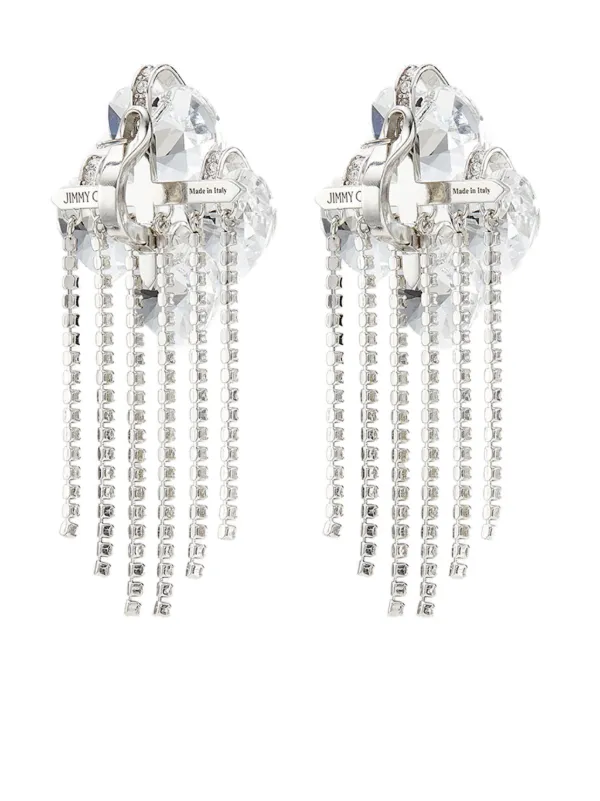 JIMMY CHOO Heart Drop Earring クリスタル付き Jimmy Choo Heart Crystal Drop Earrings | Silver | FARFETCH