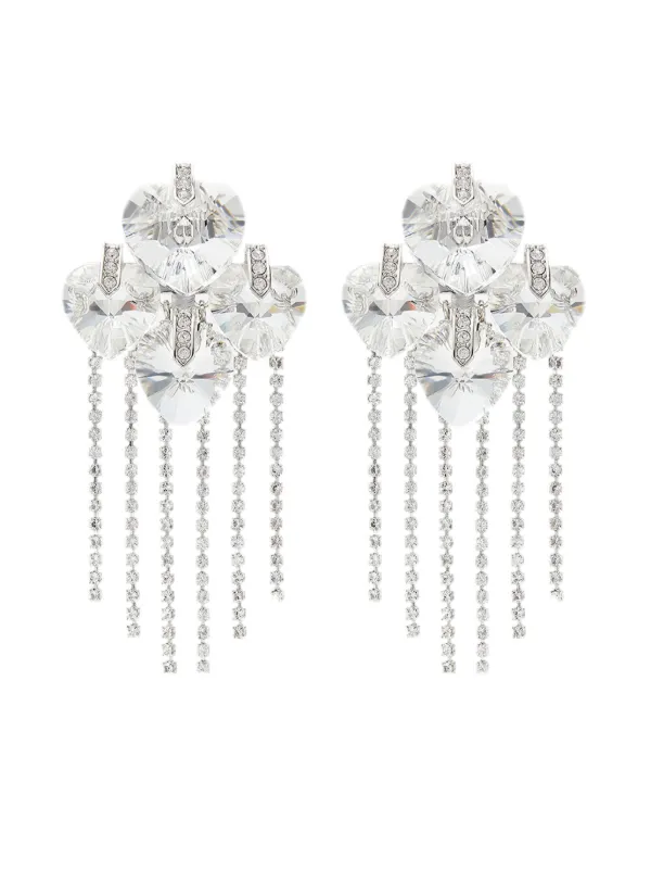 JIMMY CHOO Heart Drop Earring クリスタル付き Jimmy Choo Heart Crystal Drop Earrings | Silver | FARFETCH