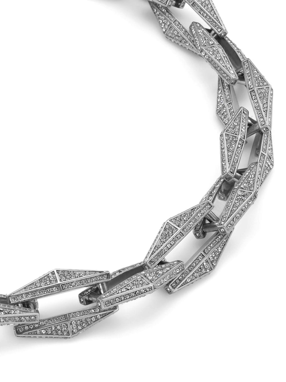 Shop Jimmy Choo Diamond Chain Crystal-embellished Necklace In Silver