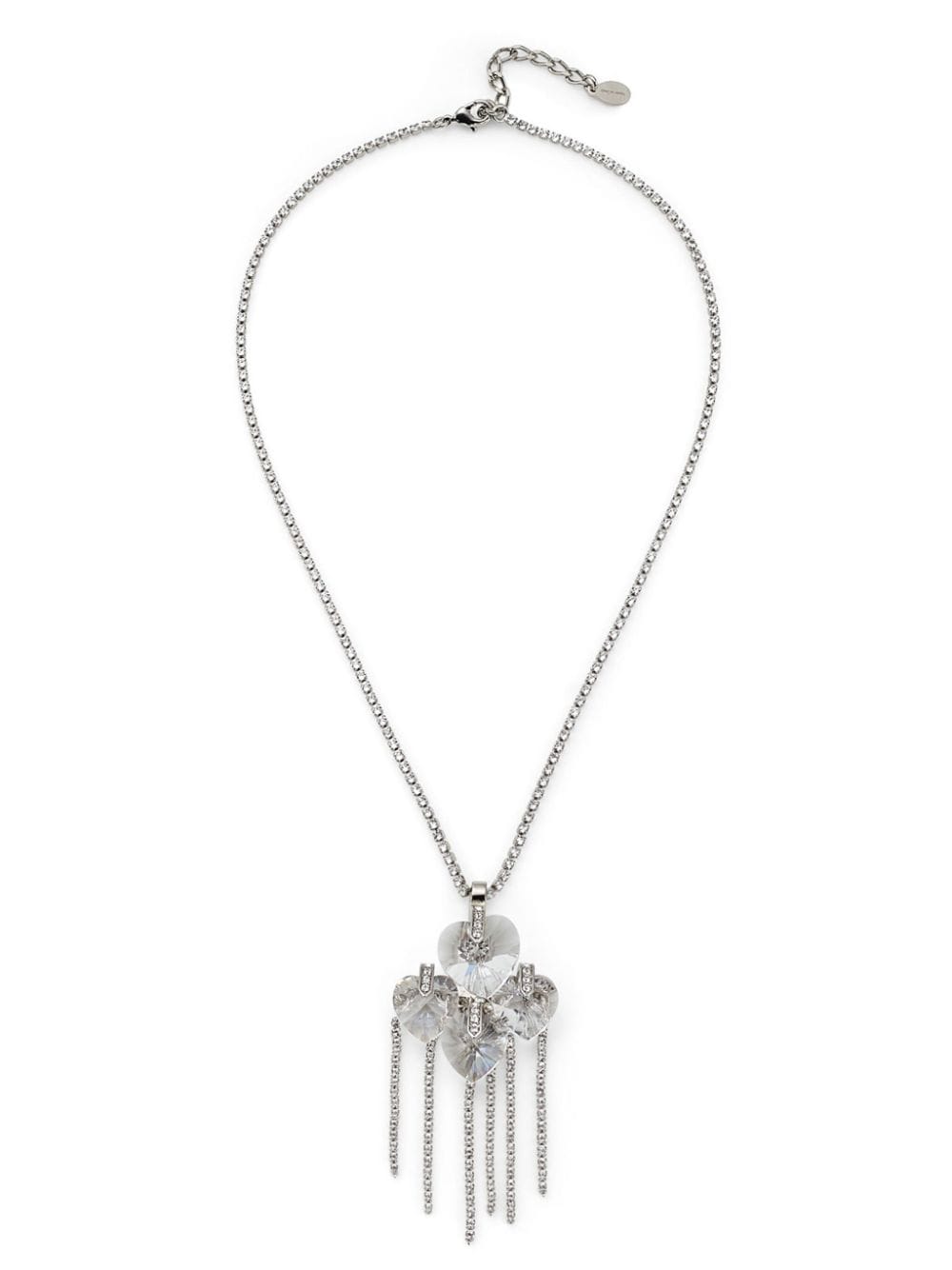 Jimmy Choo Heart Crystal Drop Necklace In Silver