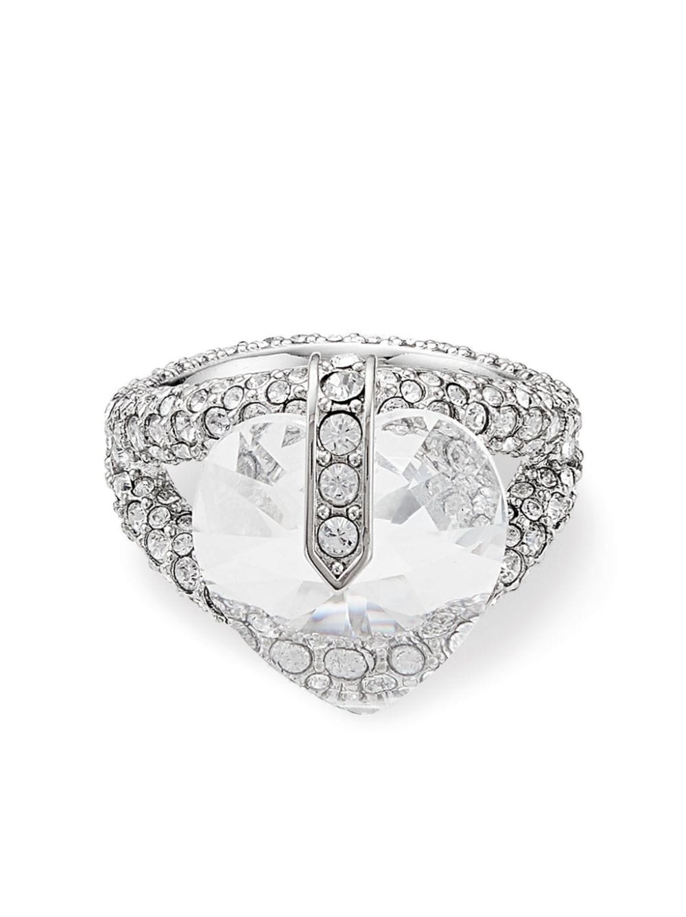 Shop Jimmy Choo Heart Crystal Ring In Silver