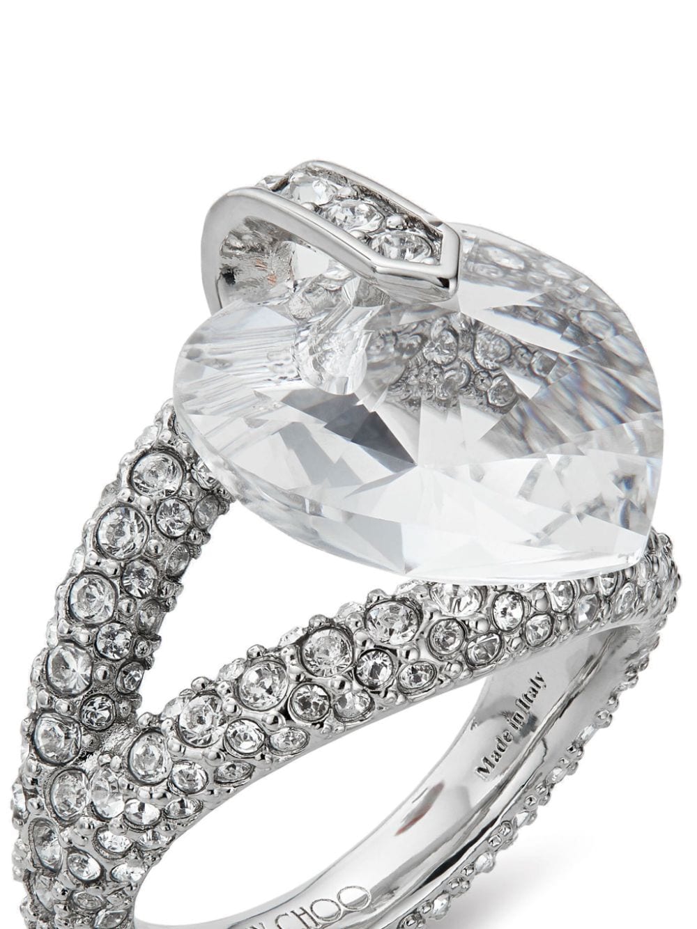 Shop Jimmy Choo Heart Crystal Ring In Silver