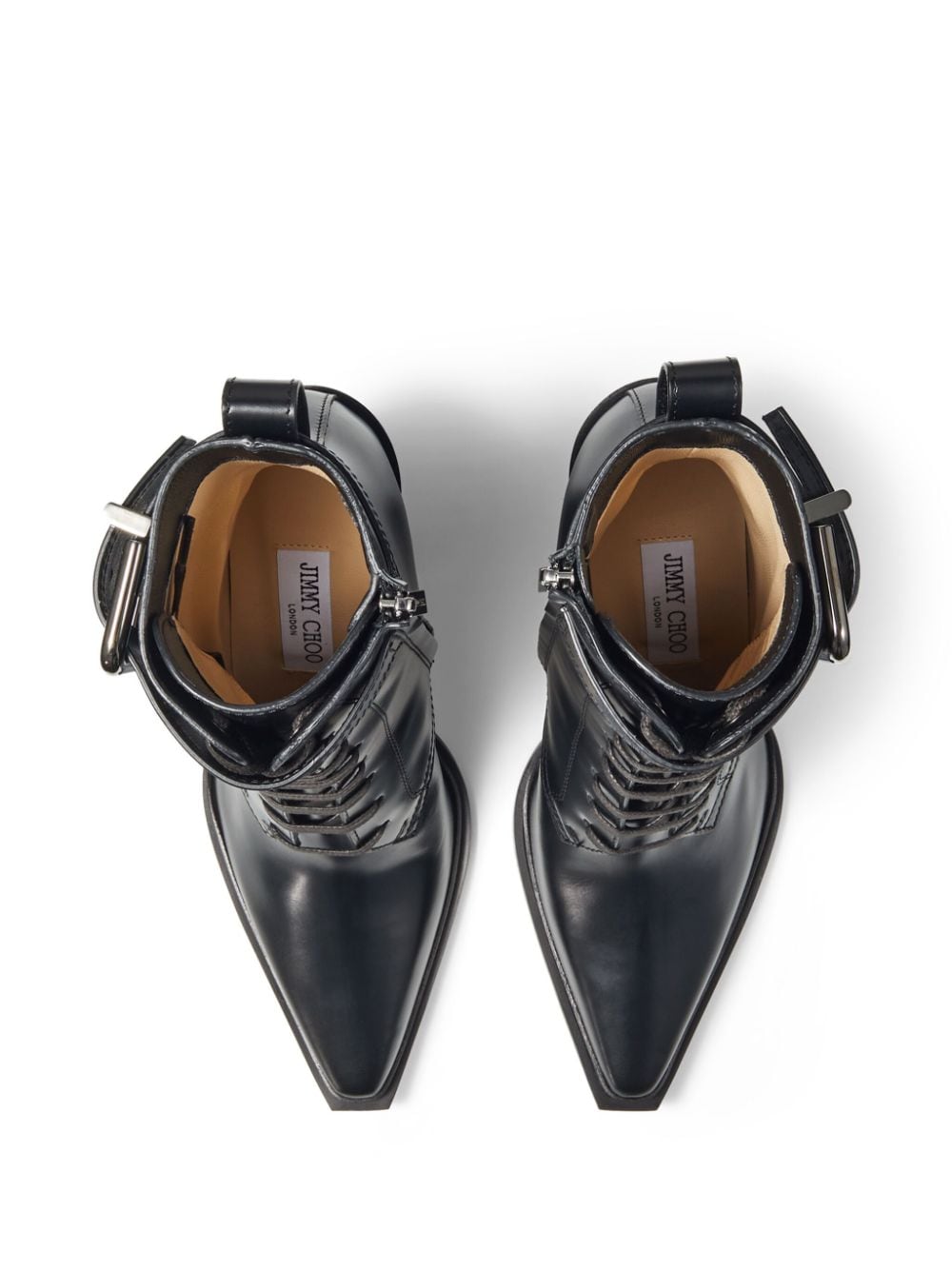 Shop Jimmy Choo Myos 80mm Leather Boots In Black
