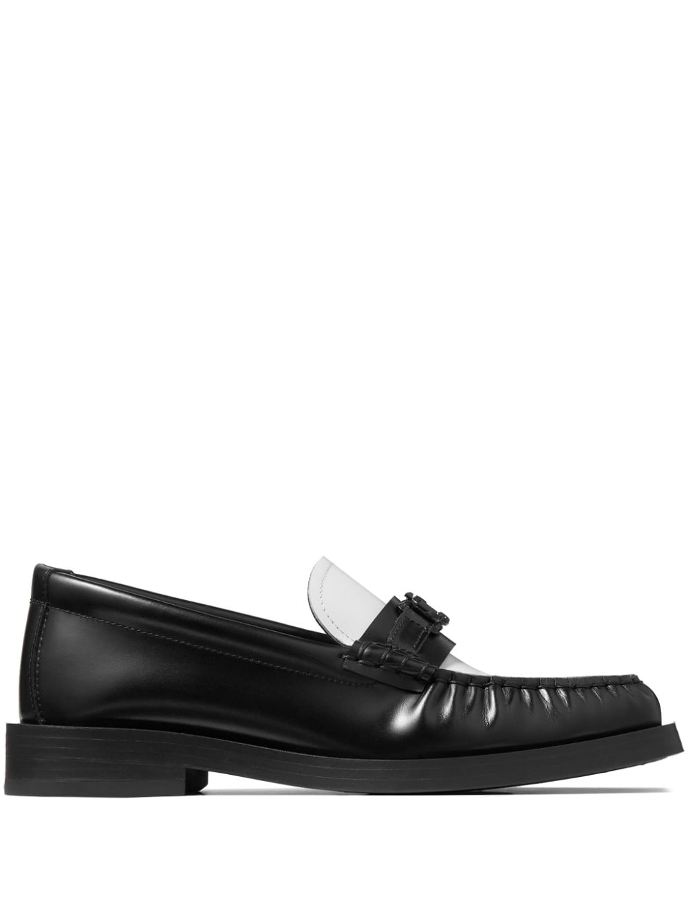 Jimmy Choo Addie Logo-plaque Leather Loafers In Blacklatte