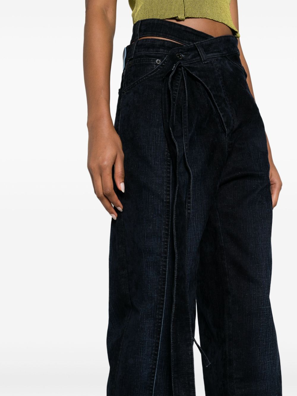 Shop Ottolinger Signature Wrap Wide-leg Jeans In Blue