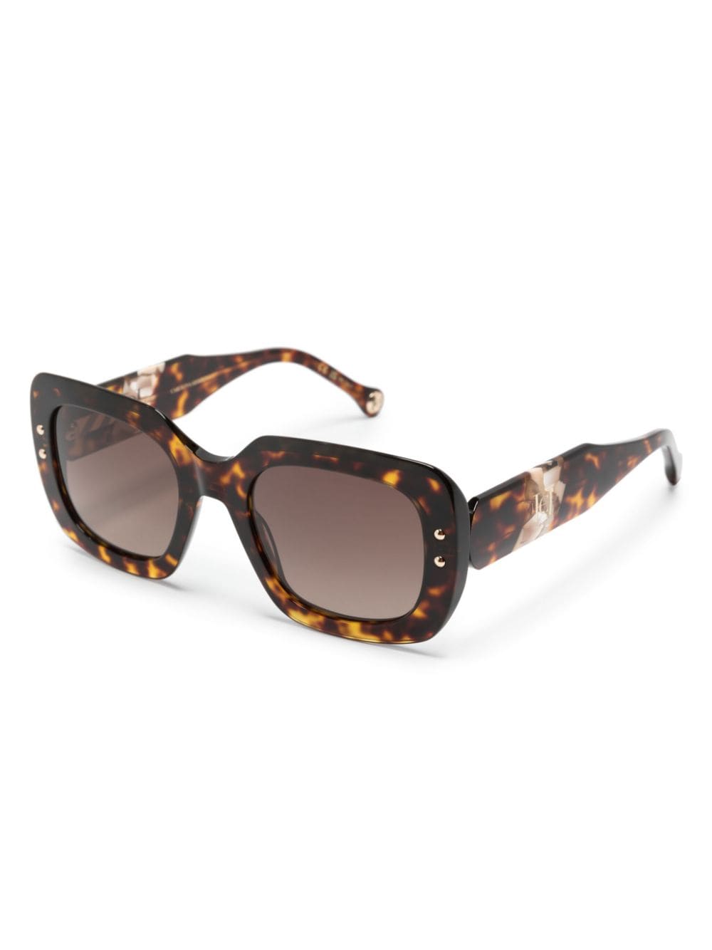 Shop Carolina Herrera Tortoiseshell Square-frame Sunglasses In Brown