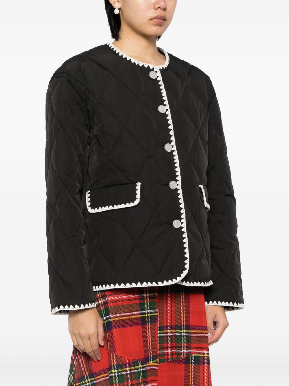 Shop B+ab Quilted Buttoned Jacket In Black