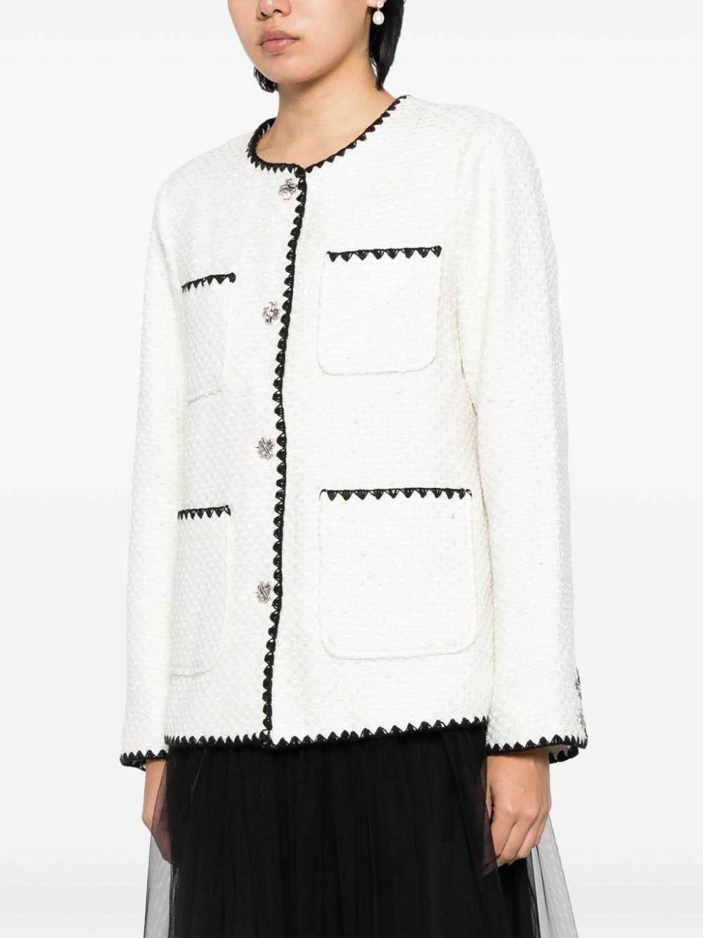 Shop B+ab Four-pocket Tweed Jacket In Weiss