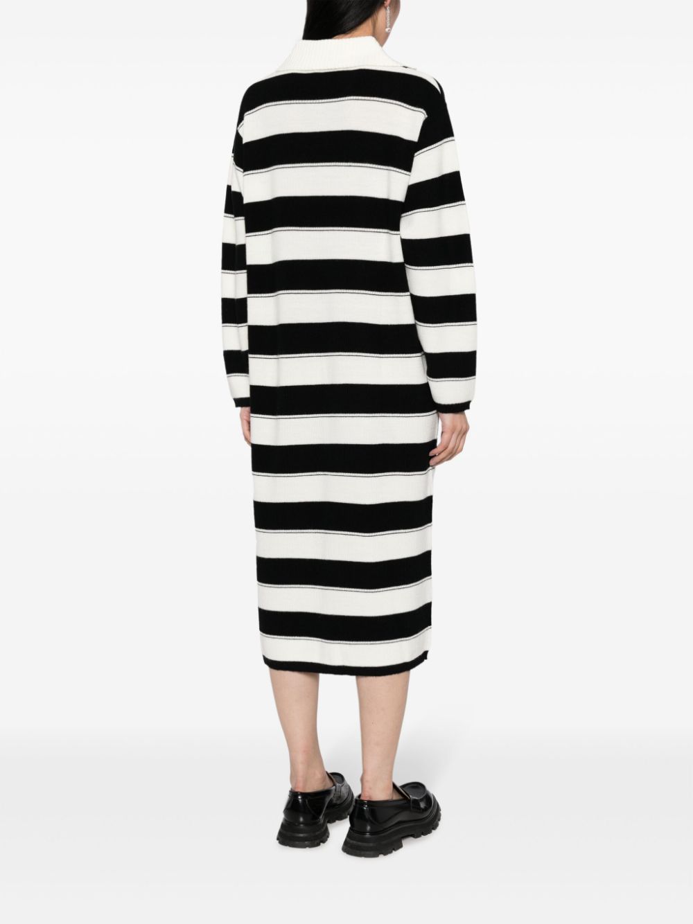 Shop B+ab Striped Polo Midi Dress In Black