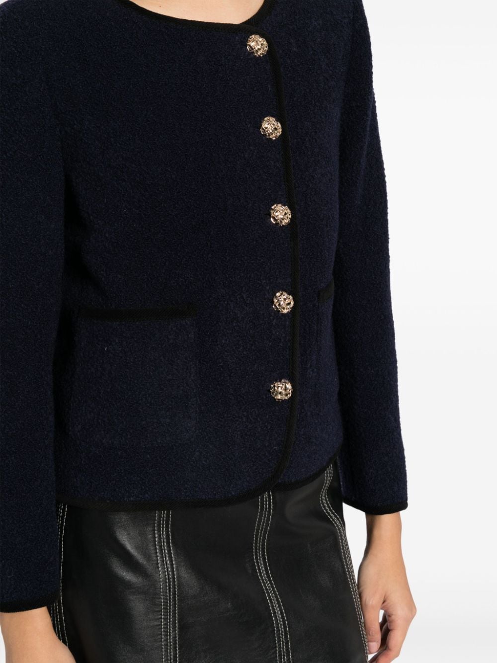 Shop B+ab Button-up Fitted Jacket In Blue