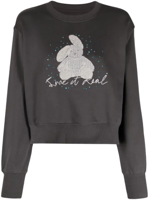 izzue sudadera con cuello redondo y conejo bordado