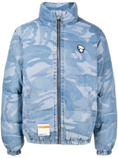 AAPE BY *A BATHING APE logo-patch camouflage-pattern down jacket Men