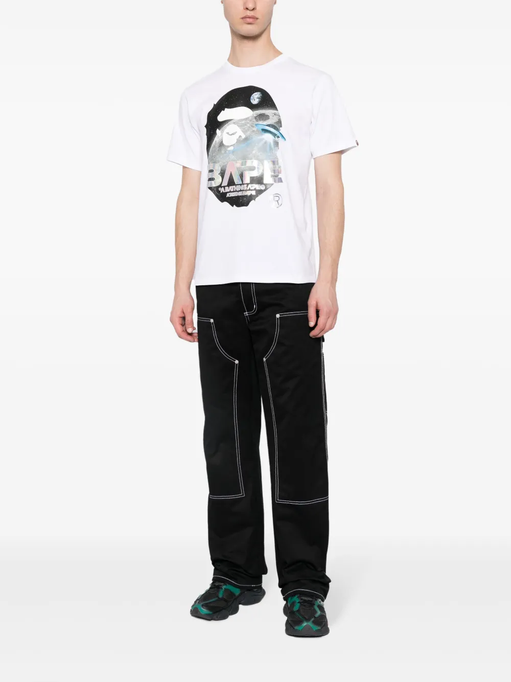 A BATHING APE® Moon Photo cotton T-shirt - Wit