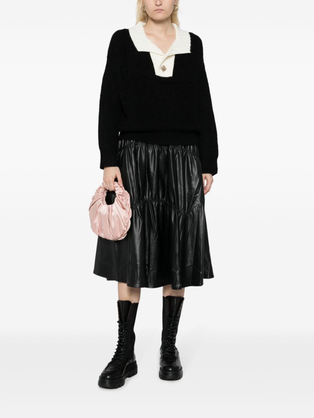 Shop B+ab Gathered A-line Midi Skirt In Black