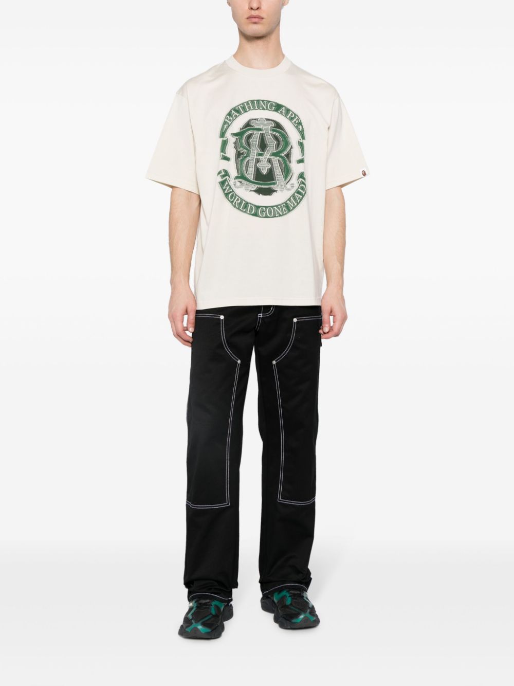 A BATHING APE® graphic-print cotton T-shirt - Beige