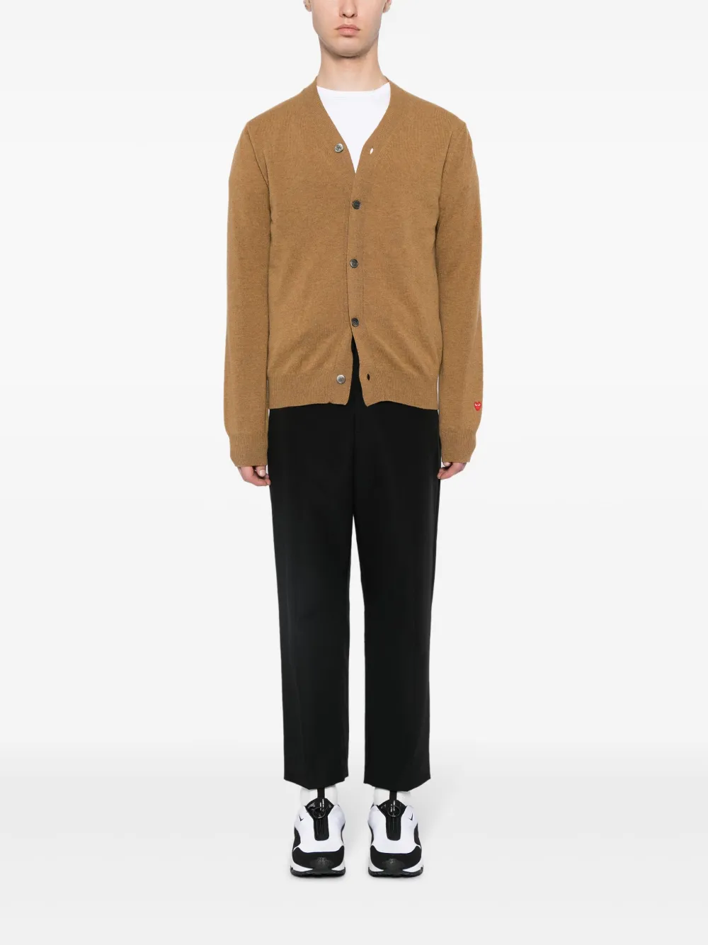 Comme Des Garçons Play heart logo-patch wool cardigan - Bruin