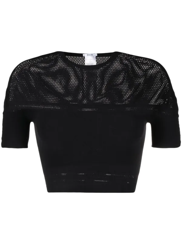 Warp knit crop sales top